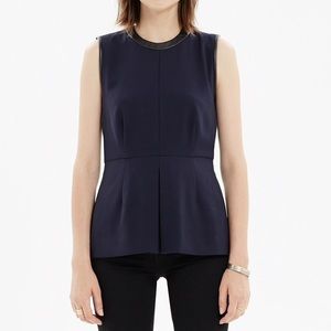 Madewell Leather-Trim Peplum Top